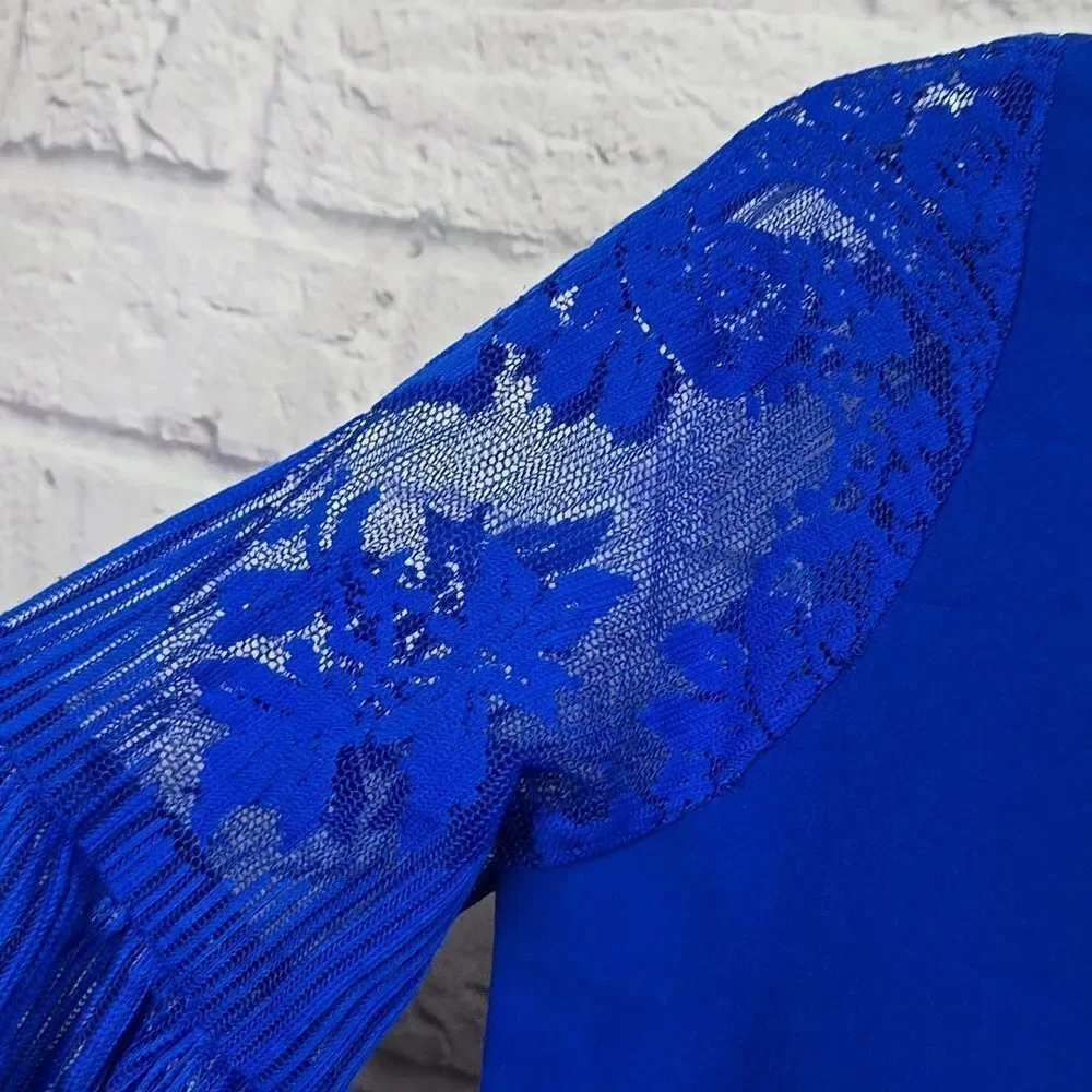 GB Girls Dress Royal Blue Puffy Sheer Lace Sleeve Elegant Semi-Formal Cruise
